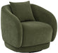 Arnaud green chenille upholstered swivel accent chair by CoasterEveryday with a rounded back and cushioned seat