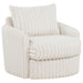 Ivory Sarco corduroy upholstered swivel accent arm chair with wooden legs, modern furniture by CoasterEveryday.