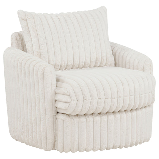 Sarco ivory corduroy upholstered swivel accent arm chair by CoasterEveryday