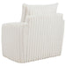 Ivory Sarco corduroy upholstered swivel accent arm chair with wooden legs, modern furniture piece by CoasterEveryday.