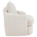 Ivory Sarco corduroy upholstered swivel accent arm chair with a modern design and comfortable armrests.