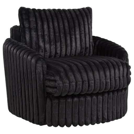 Sarco black corduroy upholstered swivel accent arm chair by CoasterEveryday