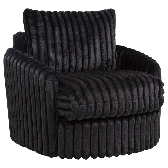 Sarco black corduroy upholstered swivel accent arm chair by CoasterEveryday
