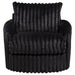 Black Sarco corduroy upholstered swivel accent arm chair with plush cushioning, modern furniture piece by CoasterEveryday.