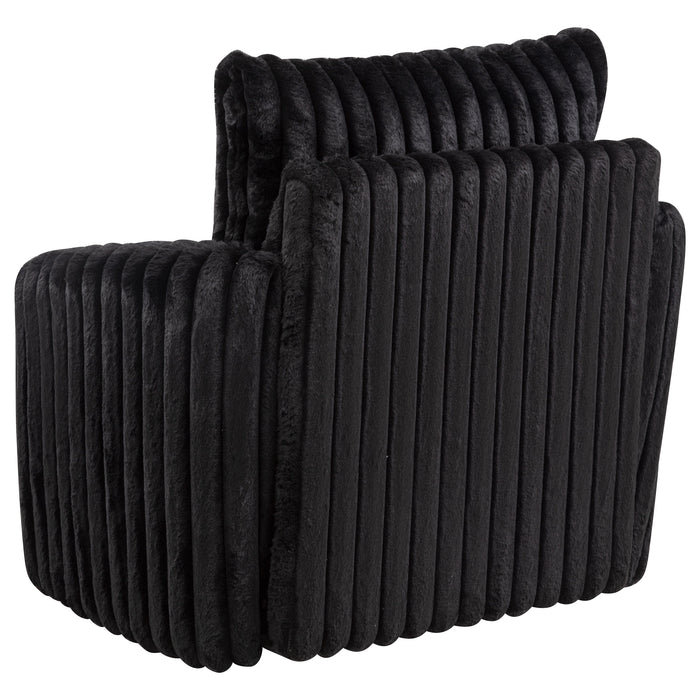 Black Sarco corduroy upholstered swivel accent arm chair by CoasterEveryday