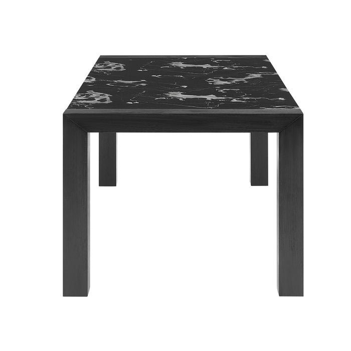 68" Faux Marble And Wood Dining Table - Black
