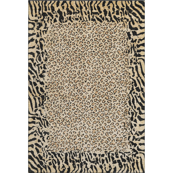 10' X 14' Animal Print Washable Area Rug With UV Protection (692040) - Gold / Black