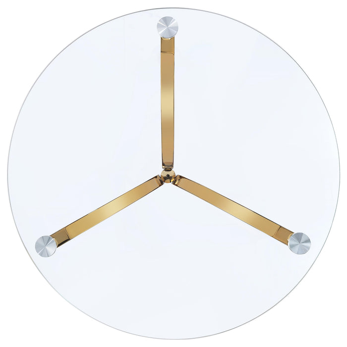 Eloise Round Glass Top Curved Metal Side Table Gold