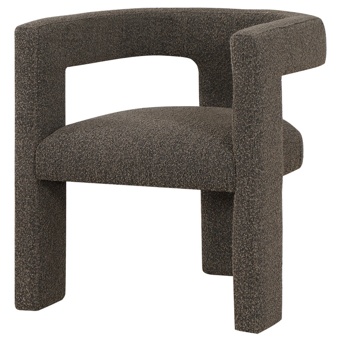 CoasterEveryday Petra boucle upholstered accent side chair in chocolate brown viewed against a plain background