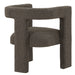 CoasterEveryday Petra boucle upholstered accent side chair in chocolate brown with curved back and black legs