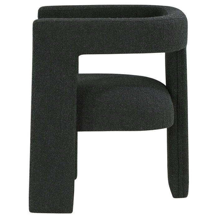 CoasterEveryday Petra boucle upholstered accent side chair in black with curved back and slim legs