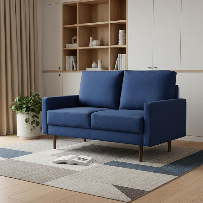 Velvet Loveseat - Blue / Dark Brown