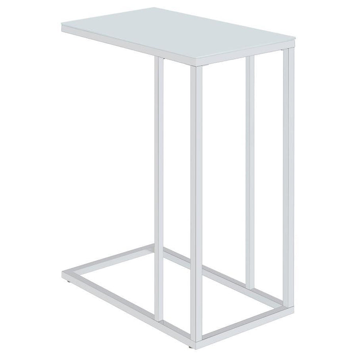 Stella - Glass Top Accent Table - Chrome And White