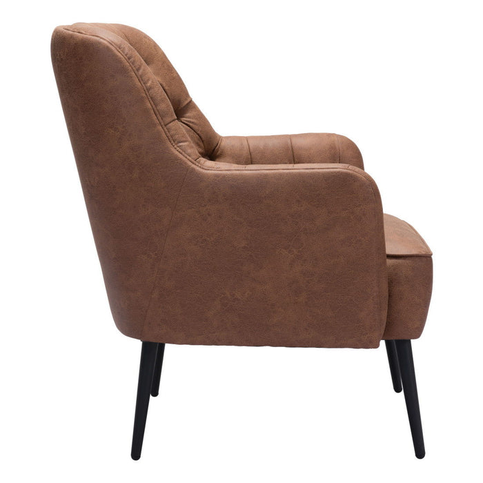 Faux Leather Tufted Arm Chair - Brown And Black