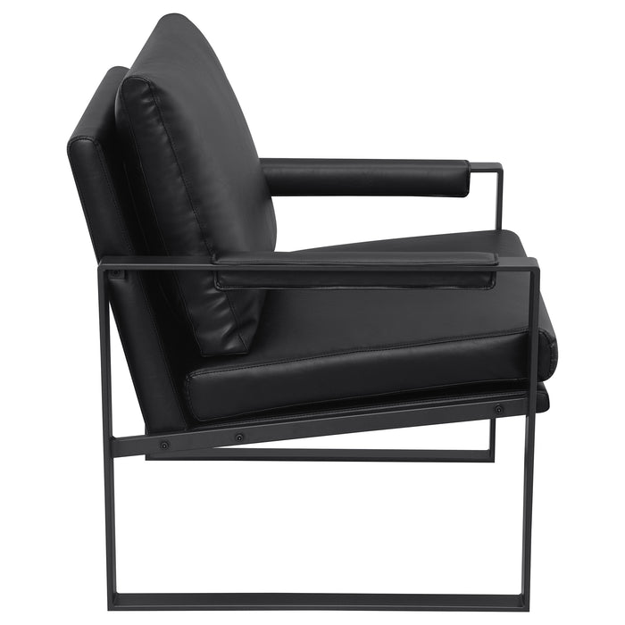 Rosalind upholstered track arm accent chair in black by CoasterEveryday