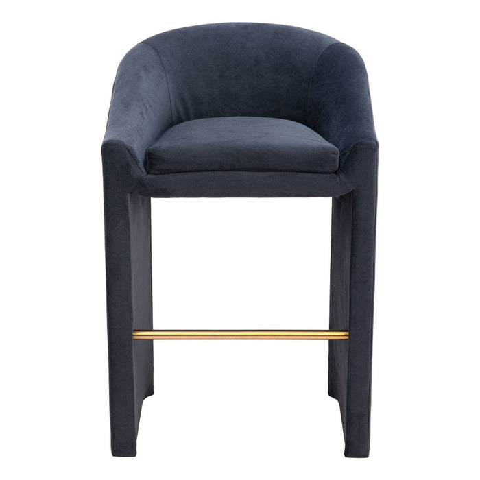 Velvet And Steel Low Back Bar Height Bar Chair - Gray And Gold