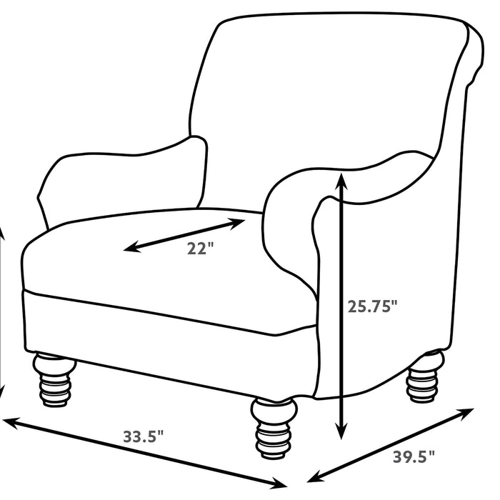 Glenn Upholstered English Arm Accent Chair Blue