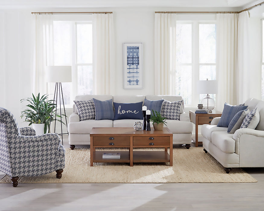 Glenn Upholstered English Arm Accent Chair Blue