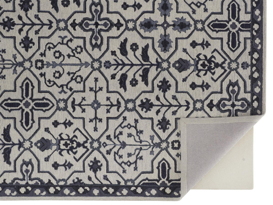 8' x 10' Wool Floral Tufted Handmade Stain Resistant Area Rug - Taupe And Gray