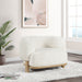 Lawler upholstered barrel back accent chair in ivory fabric with a natural wood base by CoasterEveryday