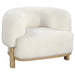 Lawler upholstered barrel back accent chair by CoasterEveryday in ivory fabric with natural wood legs