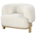 Lawler upholstered barrel back accent chair by CoasterEveryday in ivory fabric with natural wood finish