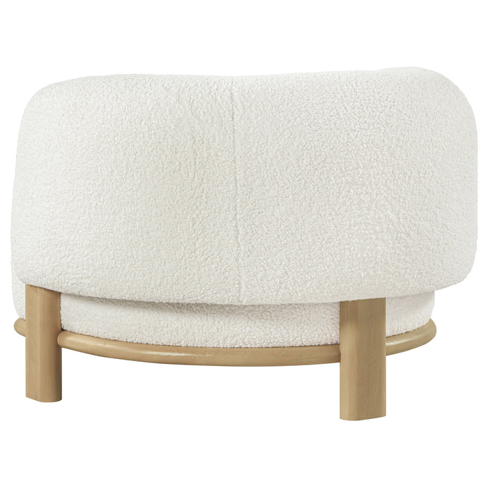 CoasterEveryday Lawler upholstered barrel back accent chair in ivory with natural wood legs