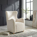 Thornton ivory faux fur upholstered wingback lounge accent chair by CoasterEveryday