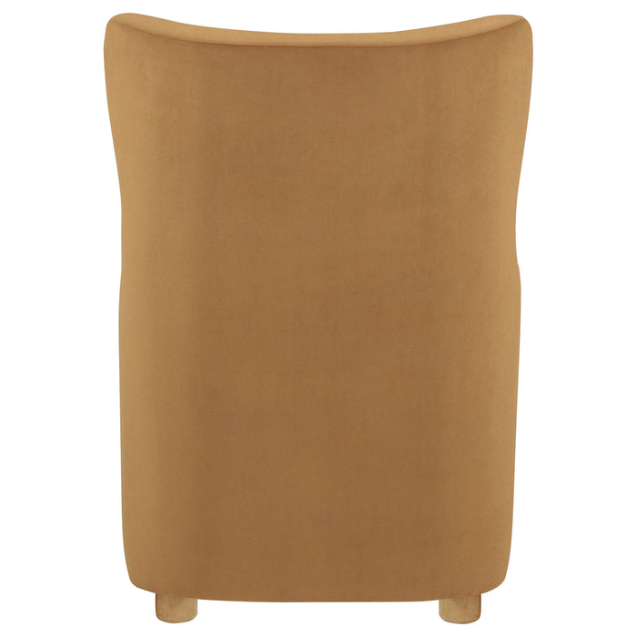 Thornton Velvet Upholstered Wingback Lounge Accent Chair Cognac