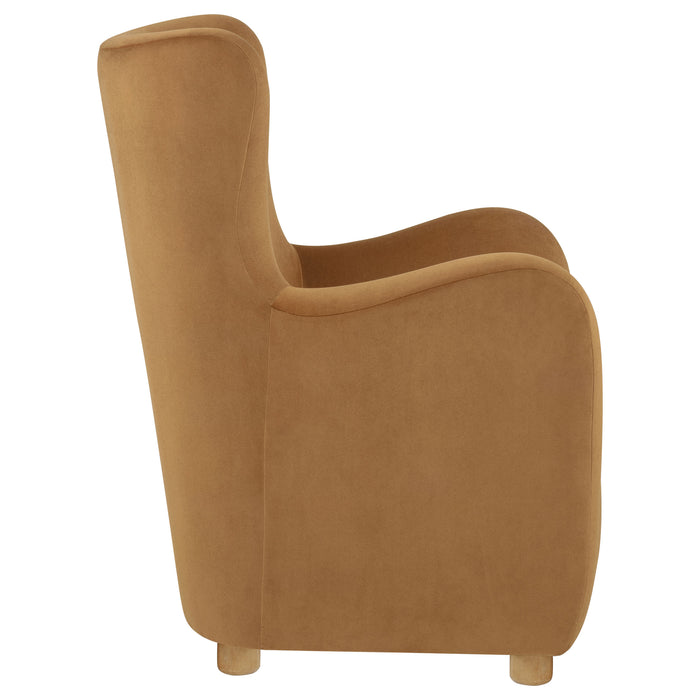 Thornton Velvet Upholstered Wingback Lounge Accent Chair Cognac
