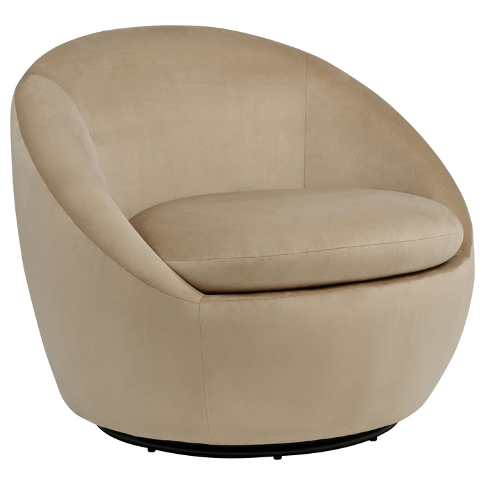 Myernick Velvet Upholstered Swivel Accent Chair Camel