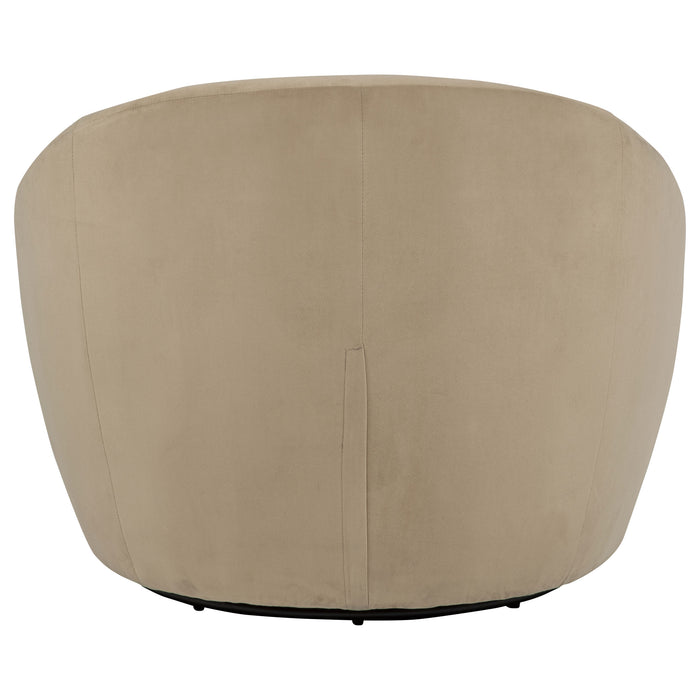 Myernick Velvet Upholstered Swivel Accent Chair Camel