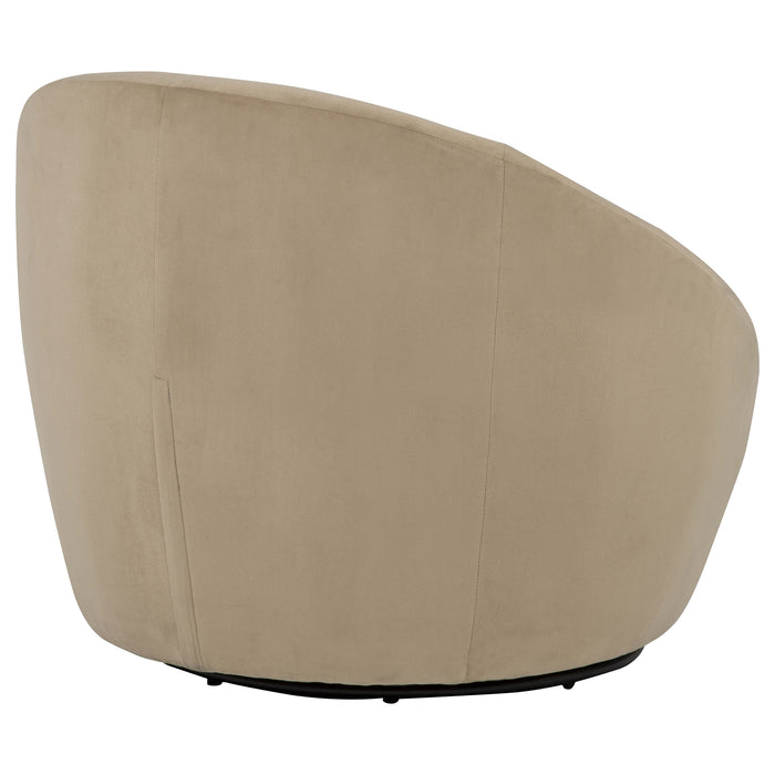 Myernick Velvet Upholstered Swivel Accent Chair Camel