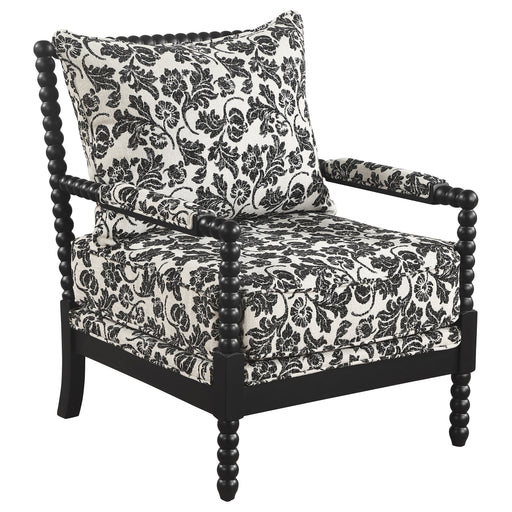 Blanchett traditional floral upholstered bobbin accent chair in black by CoasterEveryday