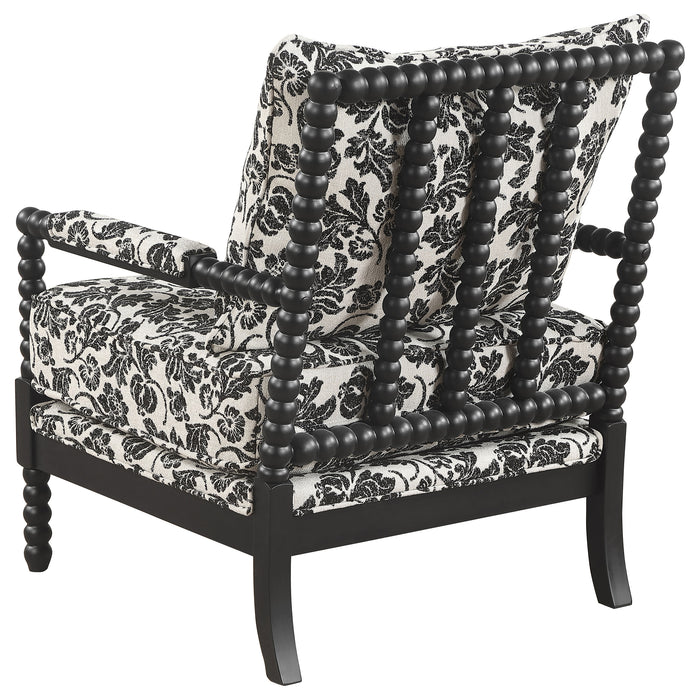 Blanchett traditional floral upholstered bobbin accent chair in black by CoasterEveryday