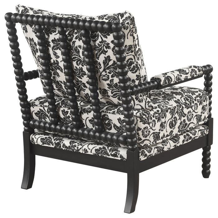 Blanchett traditional floral upholstered bobbin accent chair in black by CoasterEveryday