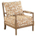 Blanchett upholstered bobbin accent chair in apricot fabric with distressed brown wood frame by CoasterEveryday