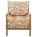 CoasterEveryday Blanchett upholstered bobbin accent chair in apricot with distressed brown wood frame
