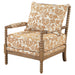 Blanchett upholstered bobbin accent chair in apricot fabric with distressed brown wood frame by CoasterEveryday