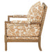 Blanchett upholstered bobbin accent chair in apricot fabric with distressed brown wood frame by CoasterEveryday