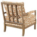 Blanchett upholstered bobbin accent chair in apricot fabric with distressed brown wood frame by CoasterEveryday