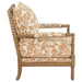 Blanchett upholstered bobbin accent chair in apricot fabric with distressed brown wood frame by CoasterEveryday