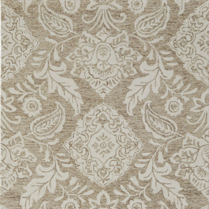12' X 15' Wool Oriental Hand Tufted Area Rug - Tan And Ivory