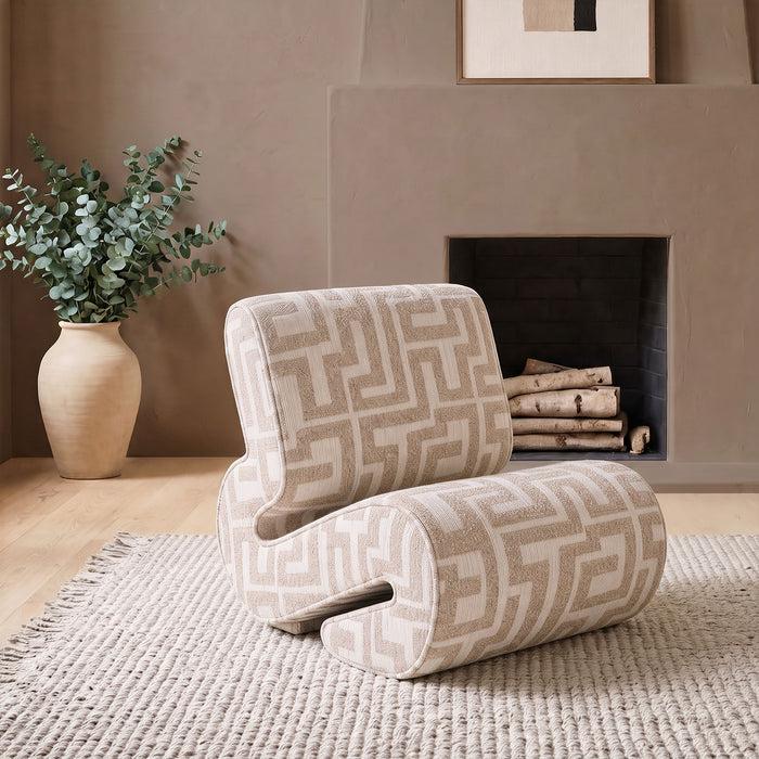 Eimer Geometric Jacquard Accent Chair Camel