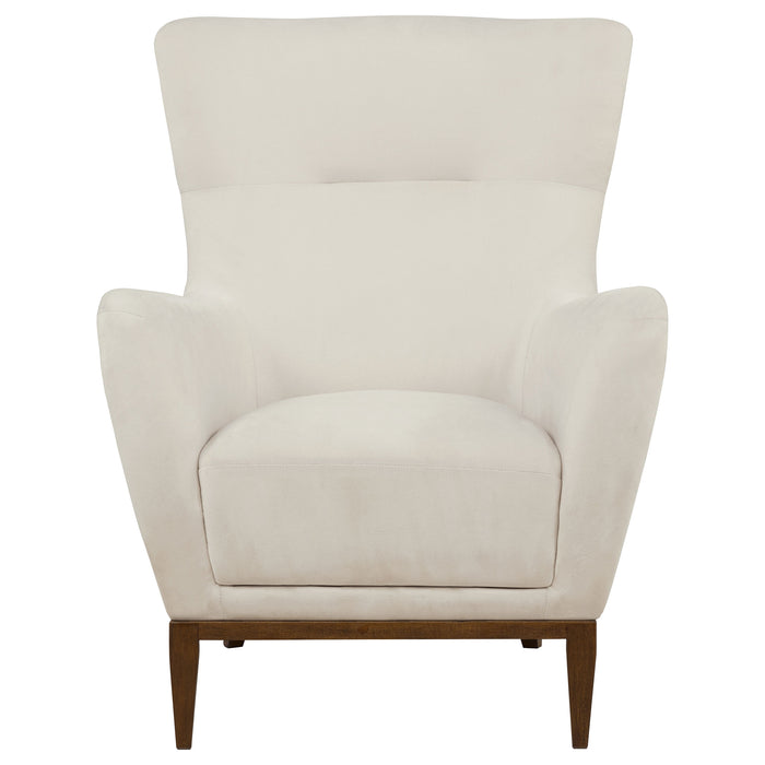 Catala Upholstered High Back Accent Chair Ivory and Coffee