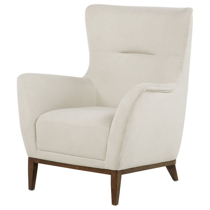 Catala Upholstered High Back Accent Chair Ivory and Coffee