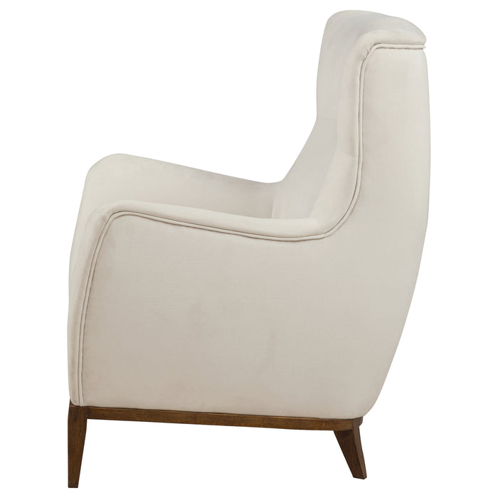 Catala Upholstered High Back Accent Chair Ivory and Coffee
