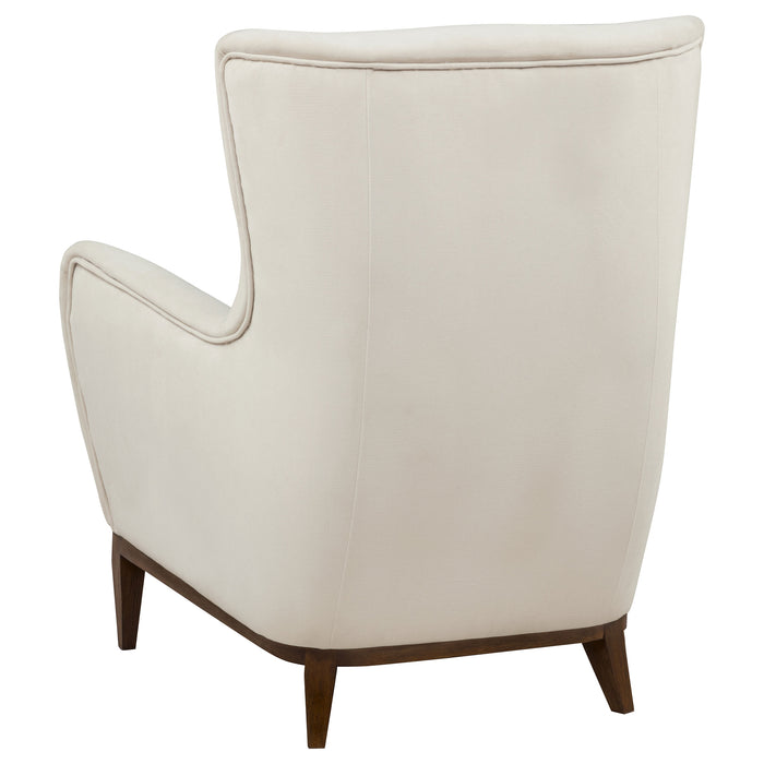 Catala Upholstered High Back Accent Chair Ivory and Coffee