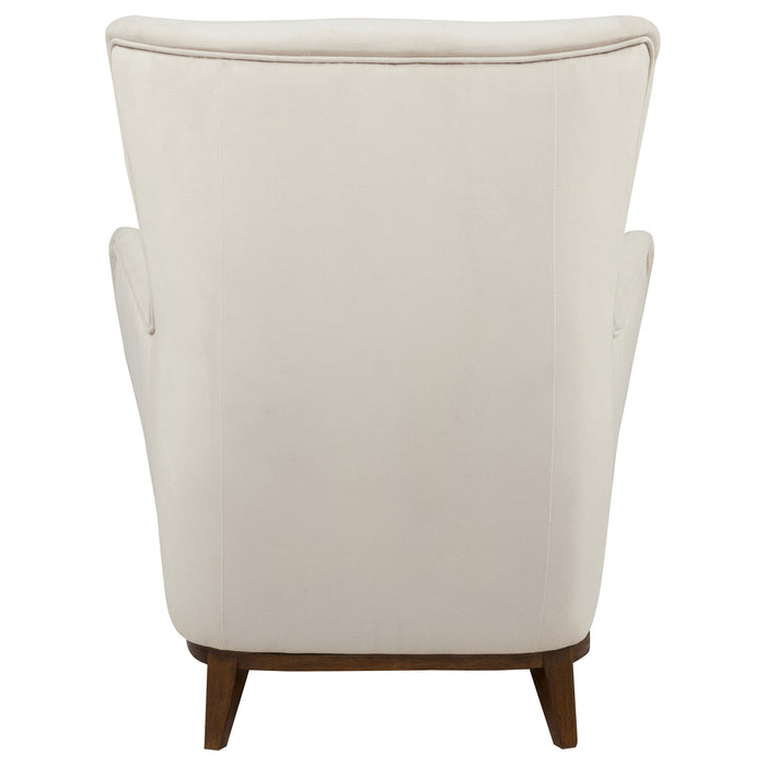 Catala Upholstered High Back Accent Chair Ivory and Coffee