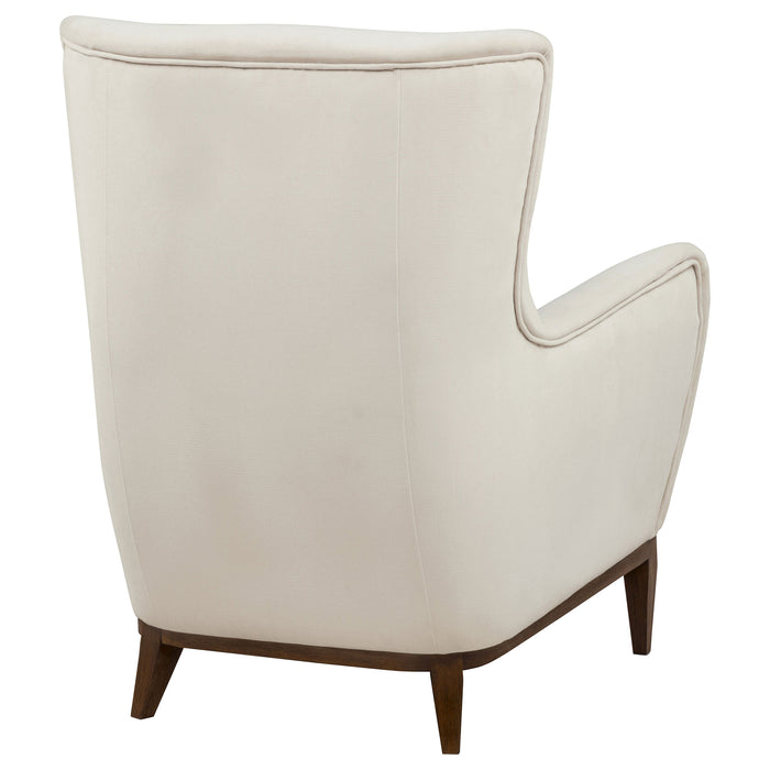 Catala Upholstered High Back Accent Chair Ivory and Coffee